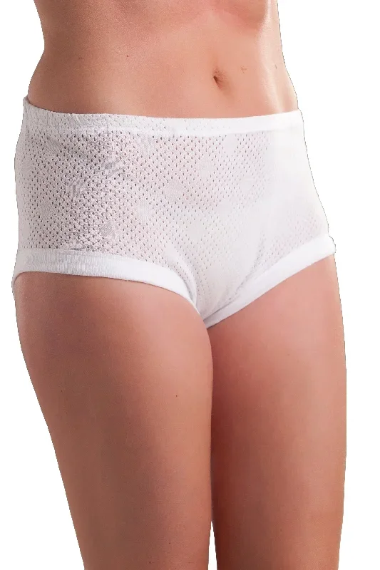 3 Pack : Passionelle Womens Cuff Leg Extra Comfortable Mama Briefs - 100% Soft Cotton Eyelet Fabric