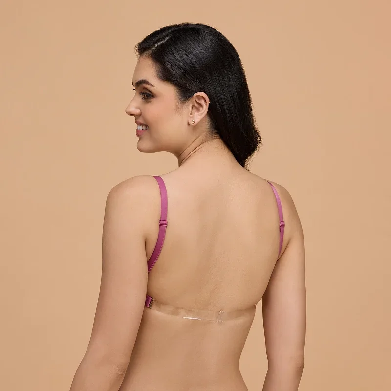 Breathe Cotton Padded wireless Transparent back bra 3/4th coverage Rose NYB007