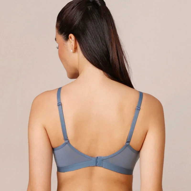 Breathe Cotton Padded wireless Triangle T-shirt bra 3/4th coverage - China Blue NYB003