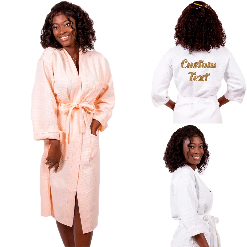 Cotton Waffle Long Customized Bathrobe