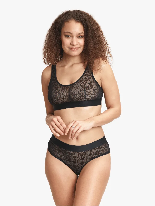 ELLE Icon Lace Crop Bralette & Thong Set - Black