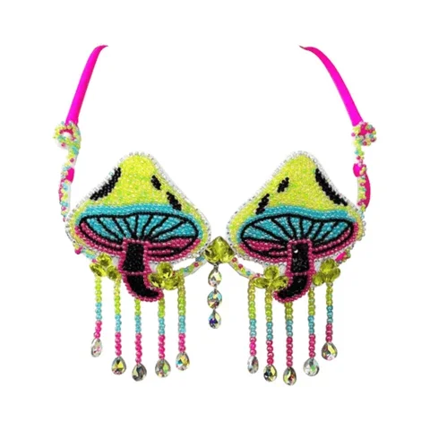 Festival Diva Hand Made Jewel Bras- Mushrooms