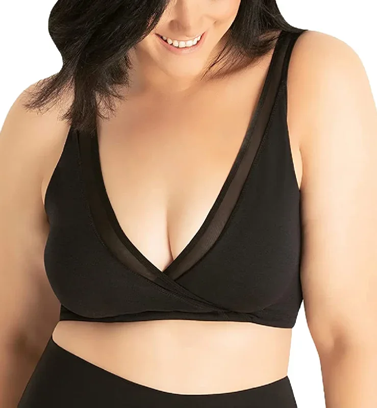 Leading Lady Charlene Seamless Comfort Cross-over Bralette (5511)- Black Onyx