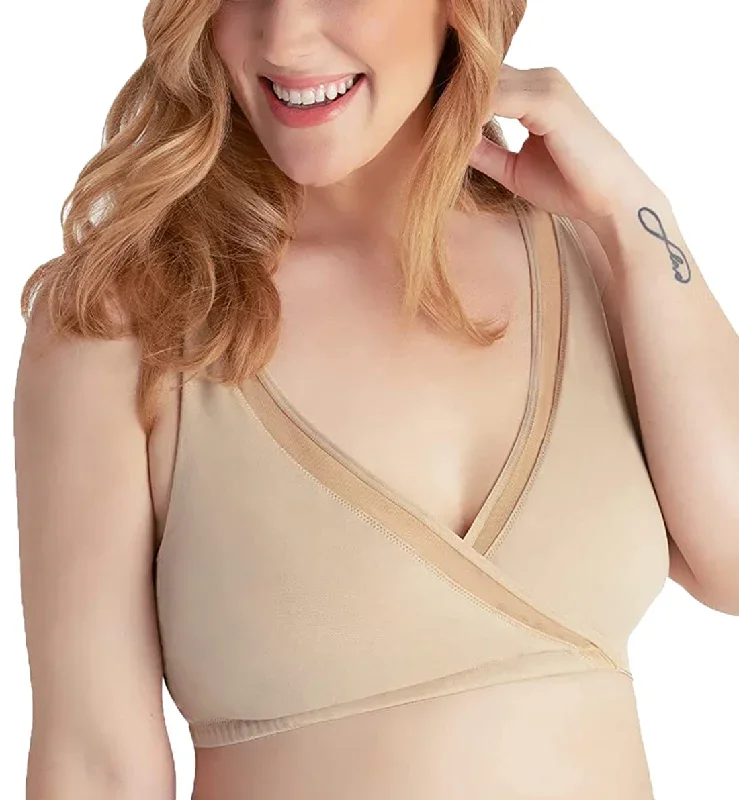 Leading Lady Charlene Seamless Comfort Cross-over Bralette (5511)- Salt Beige