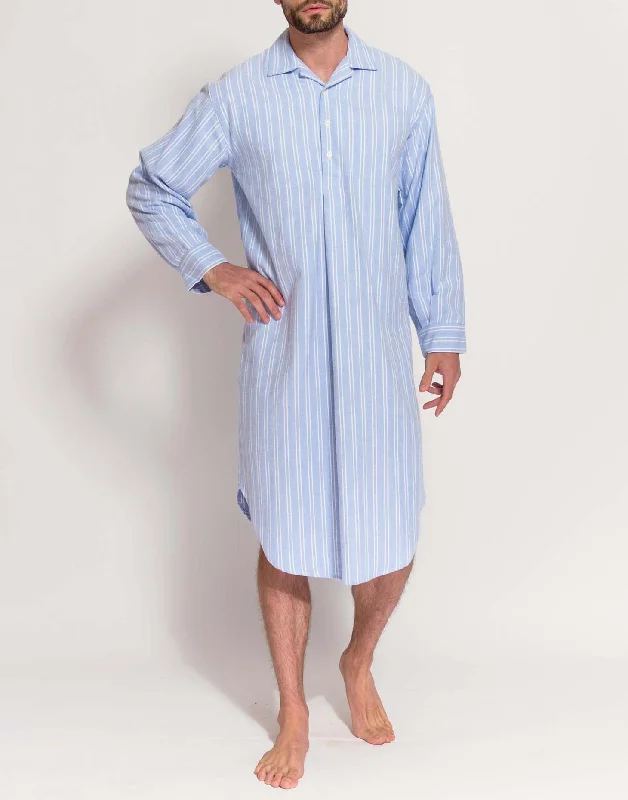 Men's Brushed Cotton Nightshirt – Westwood Blue Stripe