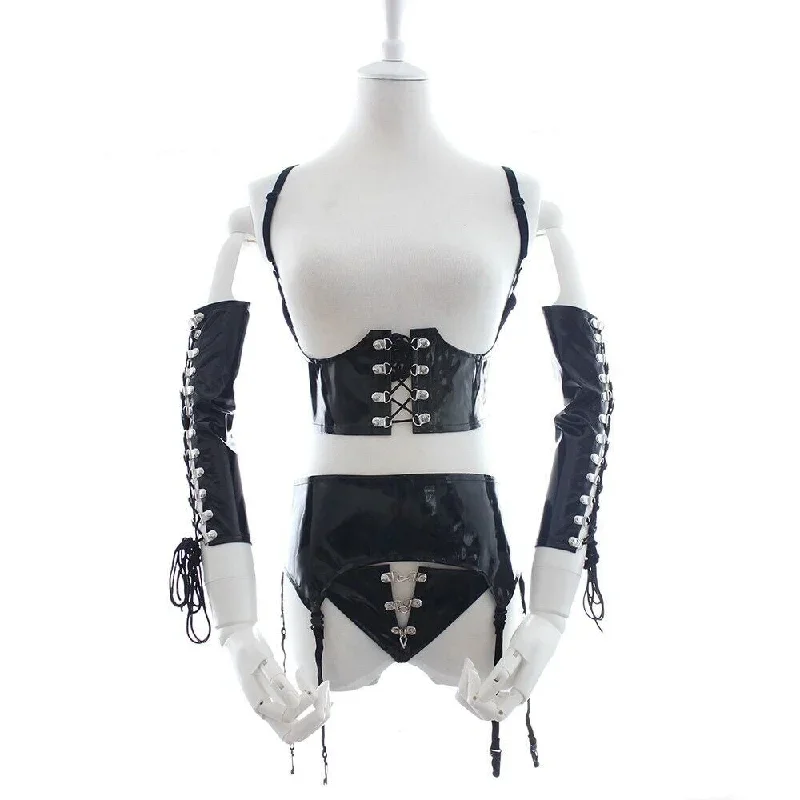 sexy-gothic-pvc-lingerie-set