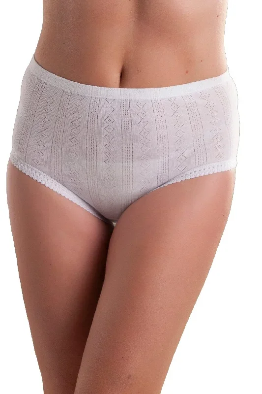 3 PACK : Passionelle Womens Jacquard Designed White Colour Comfortable Covered Elastic Soft Cotton Briefs